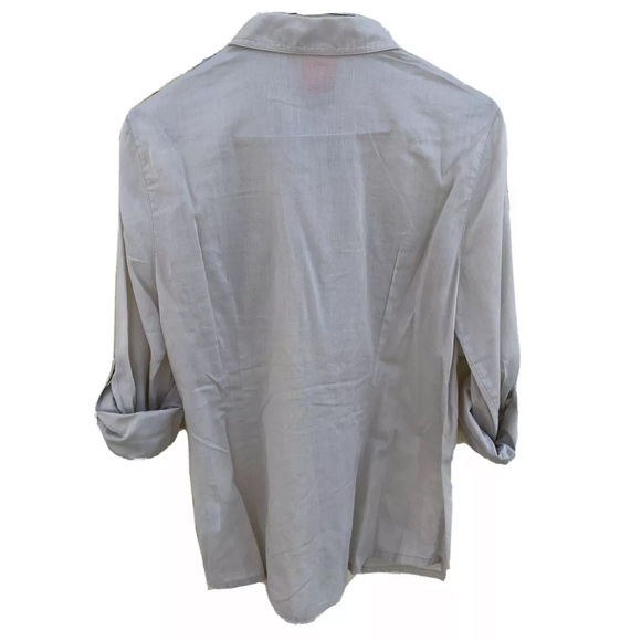 Tory Burch Women's Brigitte Tab Sleeve Button Down Shirt Blouse Semi Sheer Sz 8 - Picture 3 of 10